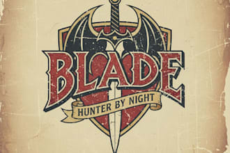 design a striking vintage blade logo for your brand
