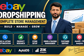 setup ebay store, listing, dropshipping, customer support,ebay product upload