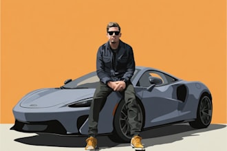 make amazing vector car portrait form your car