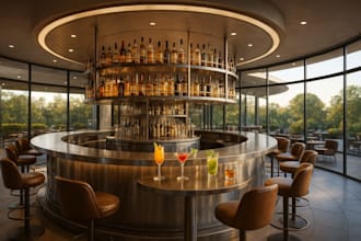 design 2d and 3d models of commercial kitchen and bar