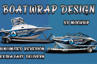 design unique boat wrap, yacht wrap, jet ski, vehicle wrap design,