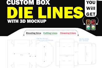 create box packaging design dieline with 3d mockup