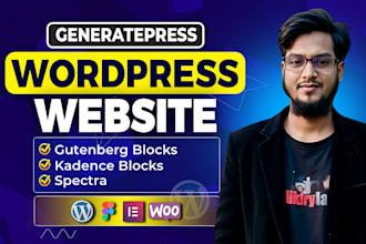 build wordpress website by generatepress gutenberg kadence blocks and spectra
