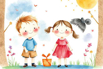 make a watercolor children illustration