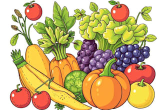 illustrate digitally realistic fruits or veggies