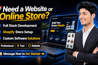 do full stack web development, shopify stores and custom software development