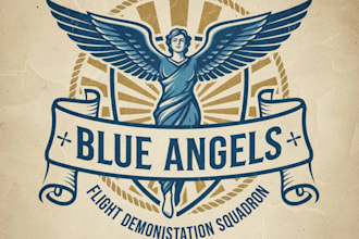 design a beautiful vintage blue angel logo for your brand