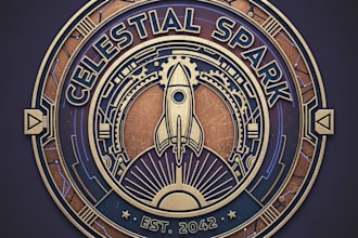 design a stunning vintage futuristic logo for your brand