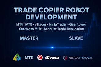 develop trade copier robot for mt4, mt5, ctrader, ninjatrader, and quantower