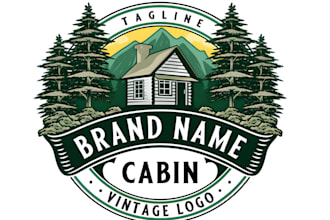 design eye catching cabin in mountains logo