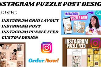 design a professional instagram puzzle feed instagram post design and grid