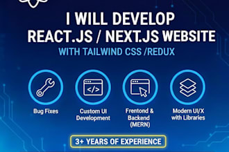 develop modern reactjs websites with tailwind CSS and redux