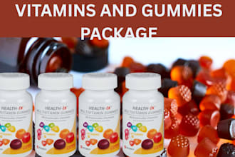 design supplement label vitamin packaging with 3d mockup