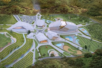 redesign site plan layout,modern building design,master plan rendering,landscape