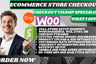 do shopify woocommercce wix etsy shopping cart checkoutchamp seo optimization