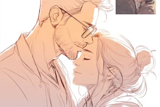 draw you anime couple art portrait