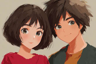 draw you anime couple art portrait for you