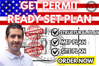 do full permit set california permit, texas stamp, structural plan, mep adu