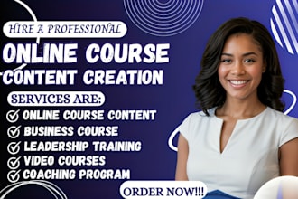 write online course content for business, leadership training, parenting course