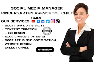 be your kindergarten preschool child care babysitting kids social media manager