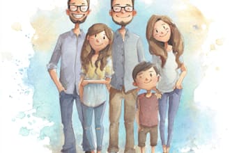 make a watercolor family portrait