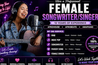 be parody female singer, songwriter, indie pop, christmas song, custom song