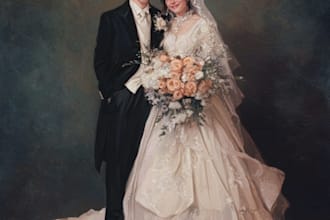 make couple and wedding portrait illustration