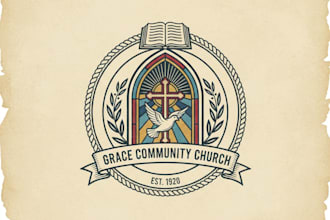 design a unique vintage church logo for your ministry or organization