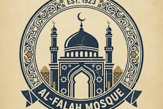 design a unique vintage mosque logo for your organization or project
