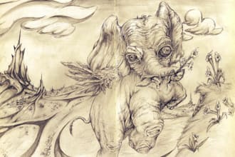 draw a 10 min sketch of any animal or creature, Cory Parsons Style