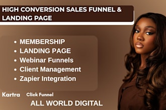build funnels, landing pages in clickfunnels, kartra, gohighlevel, and kajabi