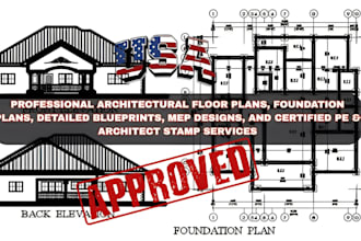 architectural floor plans, foundation plans, blueprints, mep, pe stamp