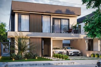 model 3d modern house in blender, cgi realistic rendering of luxury house, villa