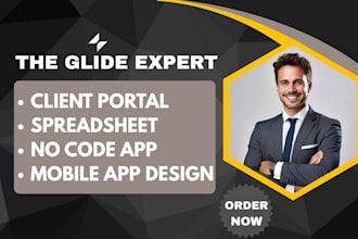 client portal, spreadsheet, no code app, mobile app design