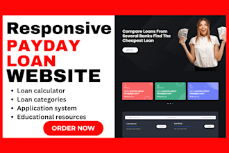 design payday business loan student loan  website finance loan funnel setup