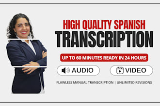 do 60 min spanish transcription in 24h