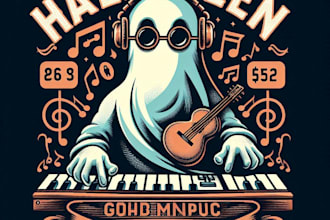 design a vintage custom halloween ghost logo with t shirt design
