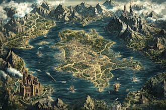 make a  fantasy map illustration