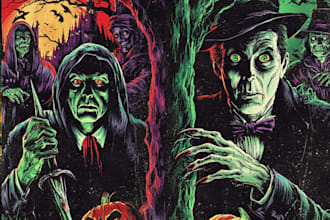 design vintage halloween horror movie poster