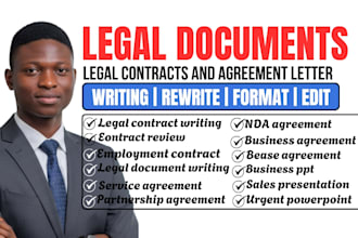 contract writing, legal contract, demand letter, legal research, legal pages