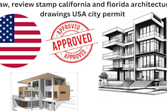 draw, review stamp california and florida architectural drawings USA city permit