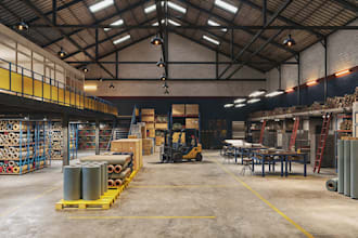 design and render  3d warehouse design, industrial building, factory design