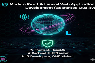 be your fullstack web development team of 15 laravel react PHP experts