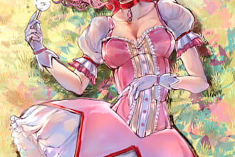 digitally draw and paint anime style artwork