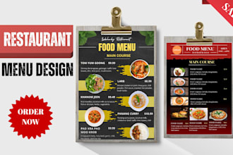 design a professional food and beverage menu