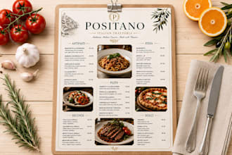 design a professional food and beverage menu