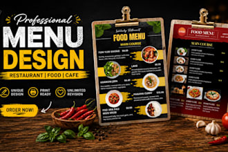 design a professional food and beverage menu