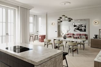 renovate minimalist interior,wall panel,3d furniture layout,cgi apartment render