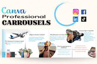 instagram, facebook, linkedin, canva carousels