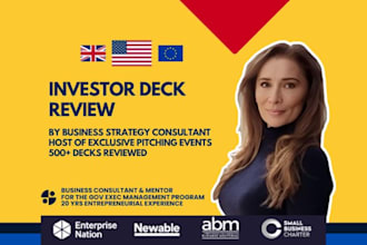 review investor pitch deck with a list of recommendations for improvement